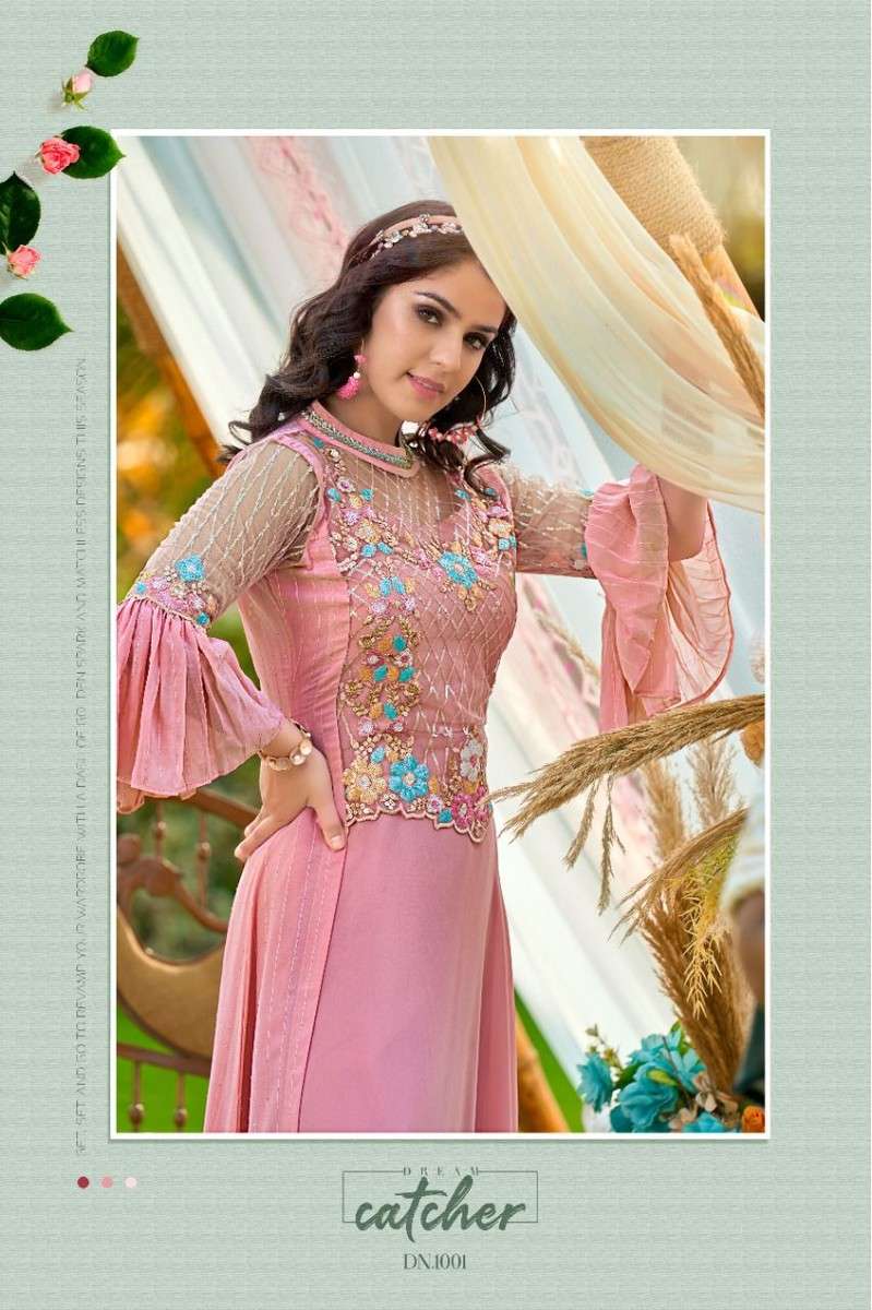 M&m-Arzoie-Georgette-Hand Work-Kurti-Pant-Jacket-1001-C